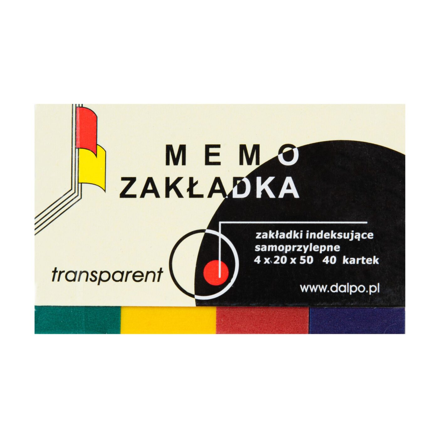 Transparente Index-Haftstreifen 20 × 50 mm im Etui, 4 Farben a 40 Blatt