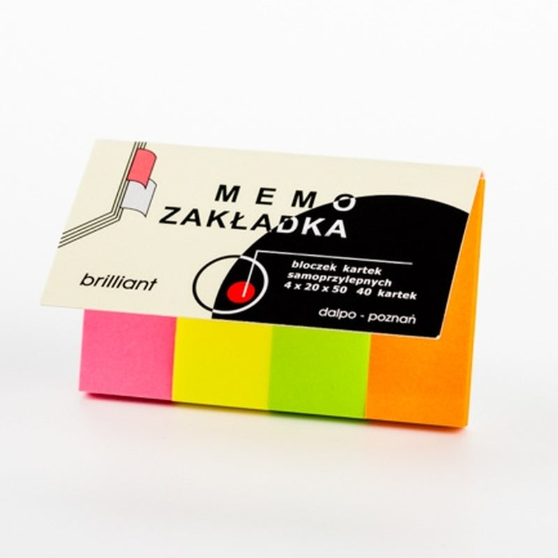 Memo Brilliant Haftstreifen 20×50 mm im Etui, 4 Farben à 40 Blatt (insgesamt 160 Stück)