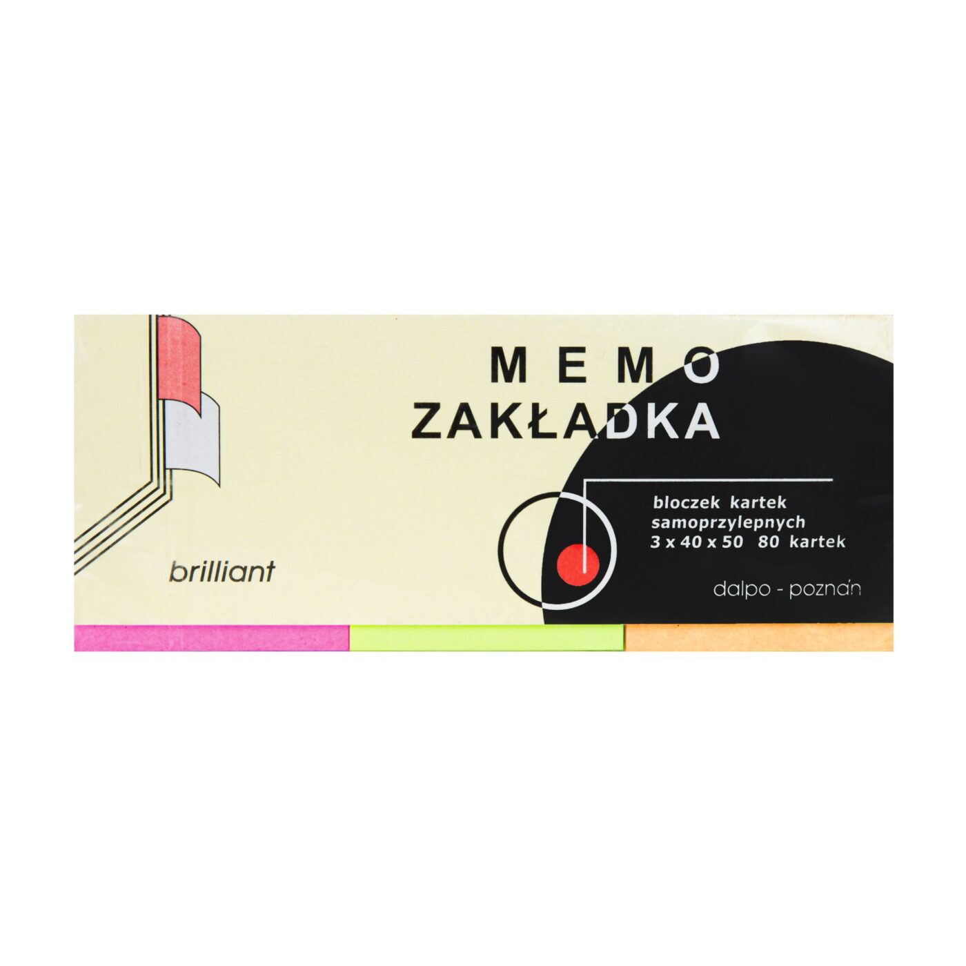 Memo Brilliant Haftstreifen 40×50 mm im Etui, 3 Farben à 80 Blatt (insgesamt 240 Stück