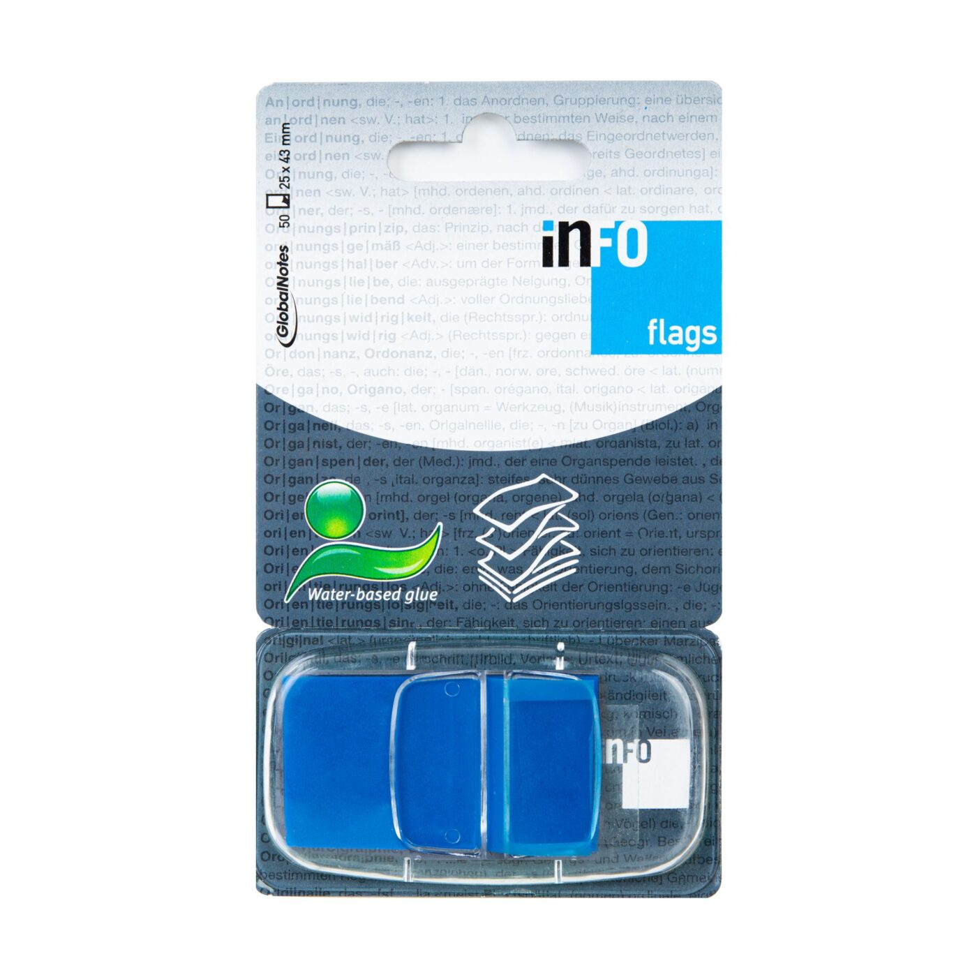 INFO FLAGS selbstklebende Markierungsstreifen im Spender 25×43 mm / 50 Blätter, blau