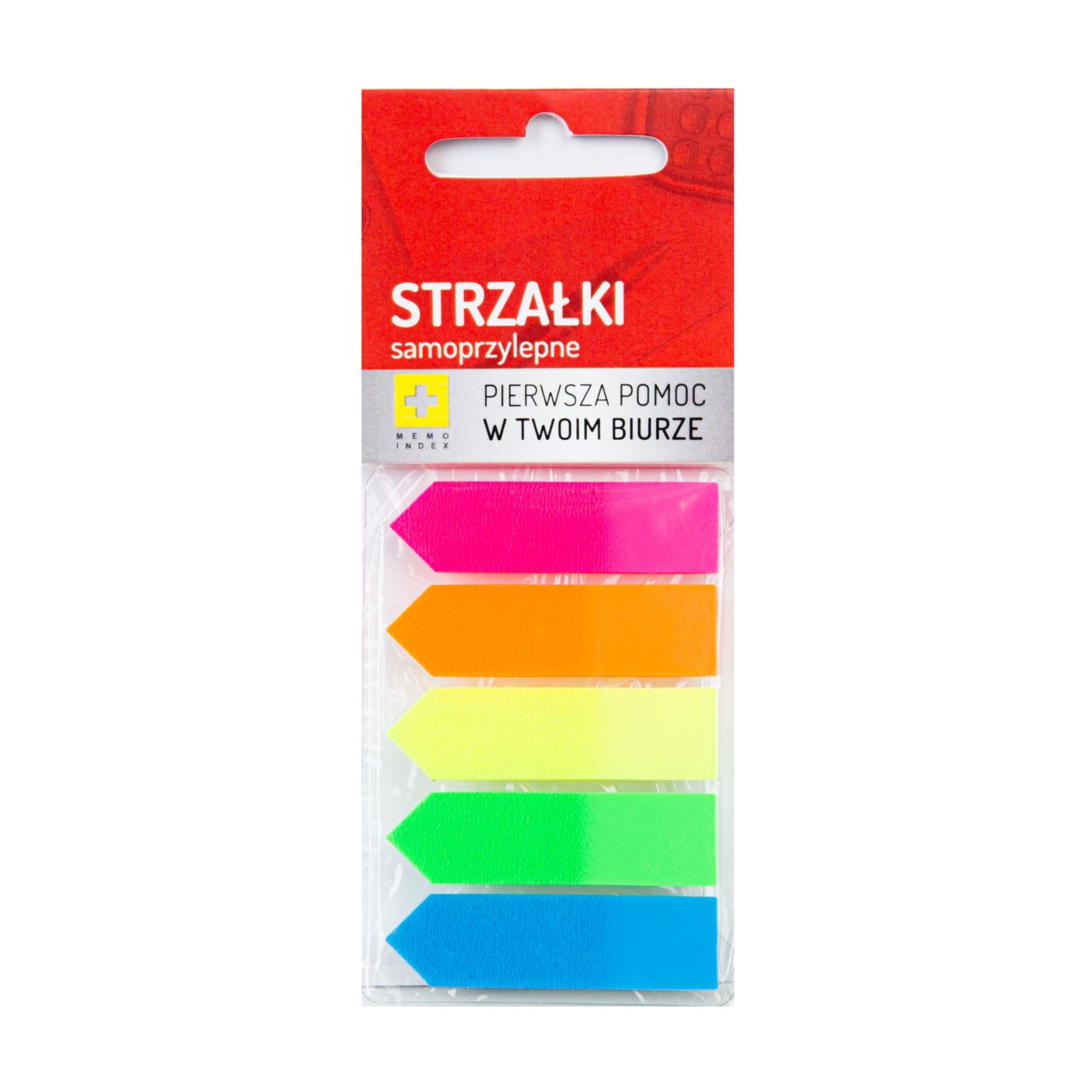 Memo Index Haftstreifen – Pfeilform, 12×45 mm, 5 Fluofarben à 20 Blatt (insgesamt 100 Stück)