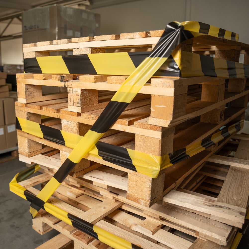 Absperrband ohne Kleber gelb-schwarz 75 mm x 90 m