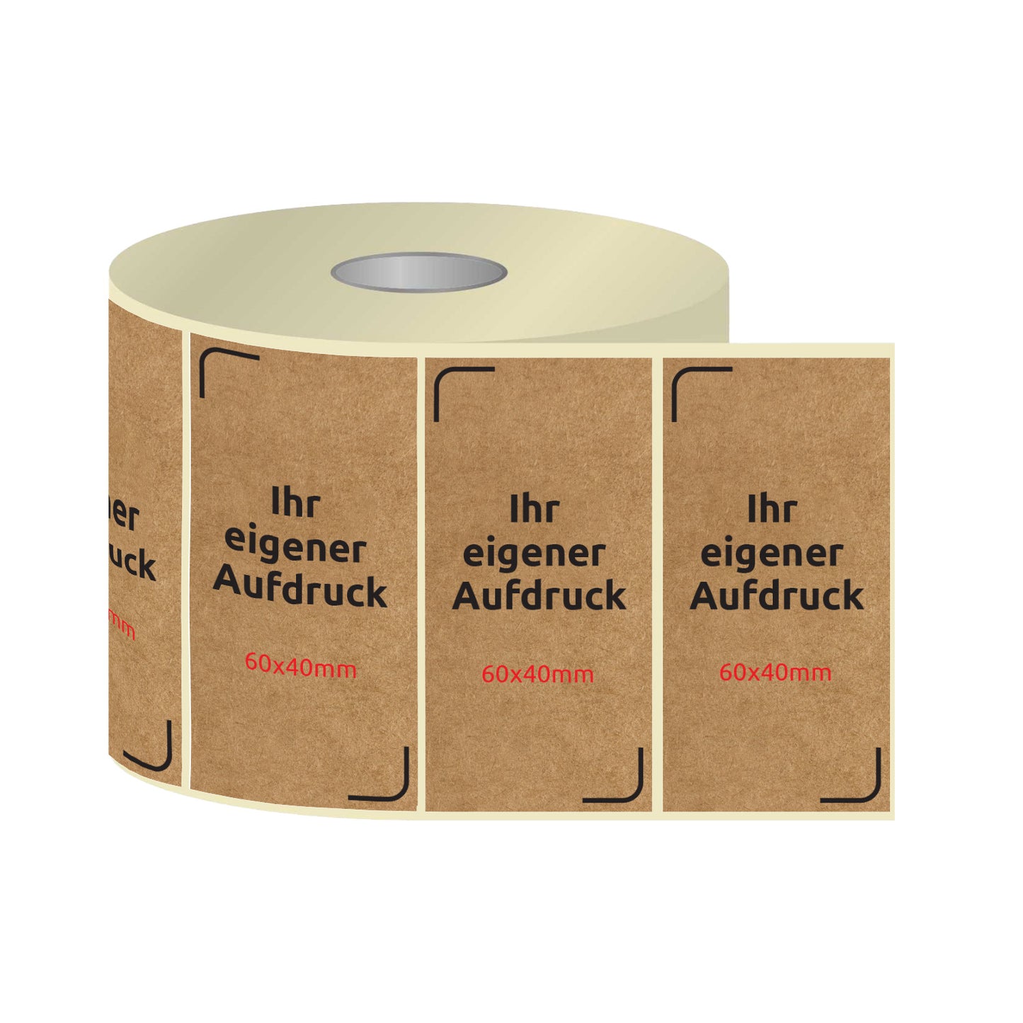 Thermotransfer-Etiketten, Aufkleber mit Aufdruck KRAFT 60 x 40 mm RECHTECK (verschiedene Ausführungen)
