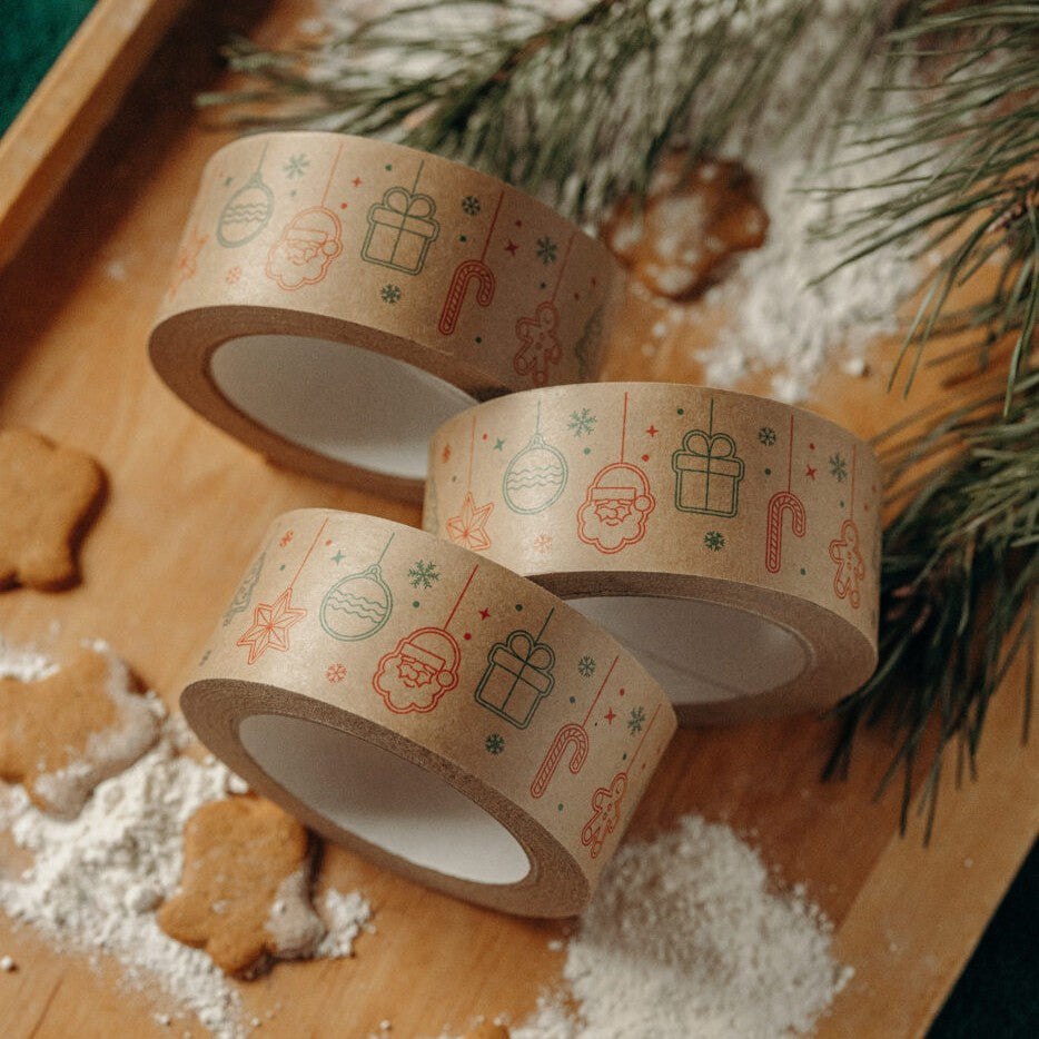 Weihnachtsband aus bedrucktem Papier 48 mm x 50 m