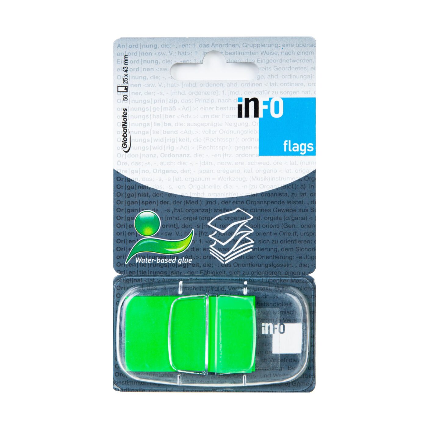 INFO FLAGS selbstklebende Markierungsstreifen im Spender 25×43 mm / 50 Blätter, grün