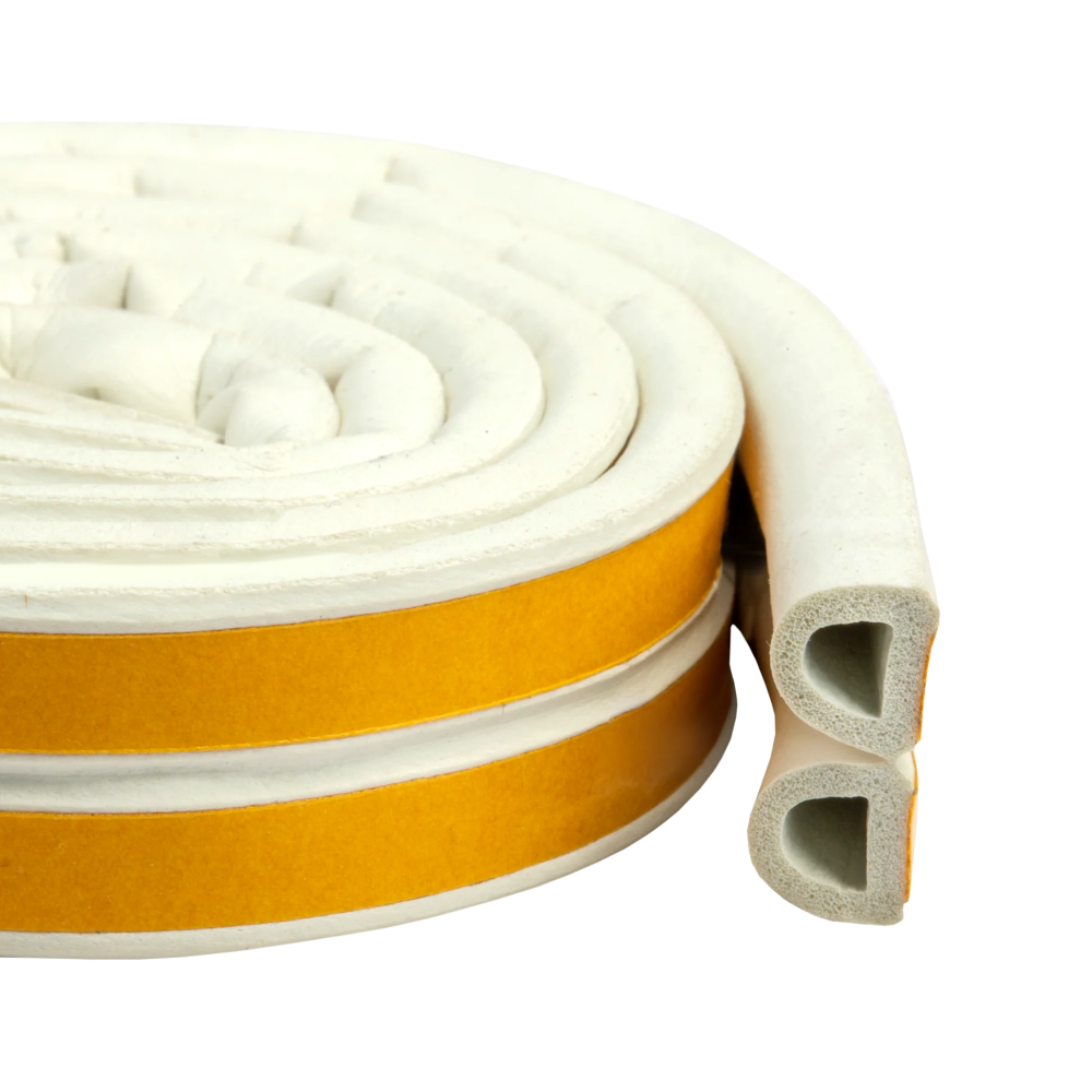 Gummidichtung selbstklebend, D-Profil, 9×7 mm (verschiedene Farben und Längen)