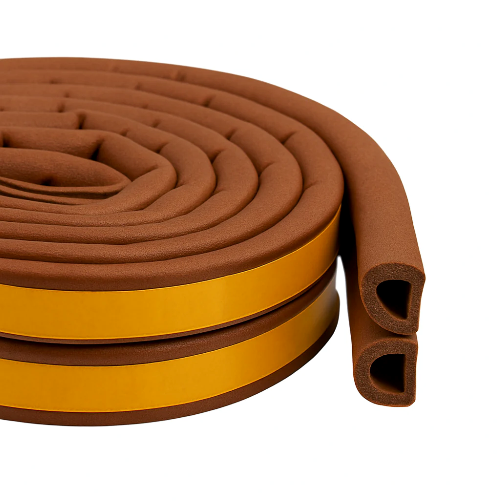 Gummidichtung selbstklebend, D-Profil, 9×7 mm (verschiedene Farben und Längen)