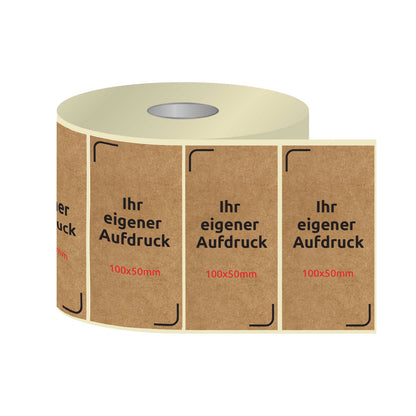 Thermotransfer-Etiketten, Aufkleber mit Aufdruck KRAFT 100 x 50 mm RECHTECK (verschiedene Ausführungen)