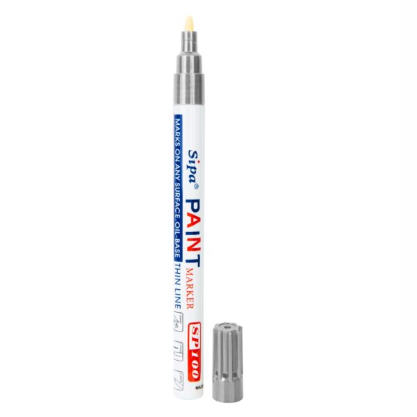 Markierstift mit SP100-Lack, dünn, Metallgehäuse, Farbe: silber